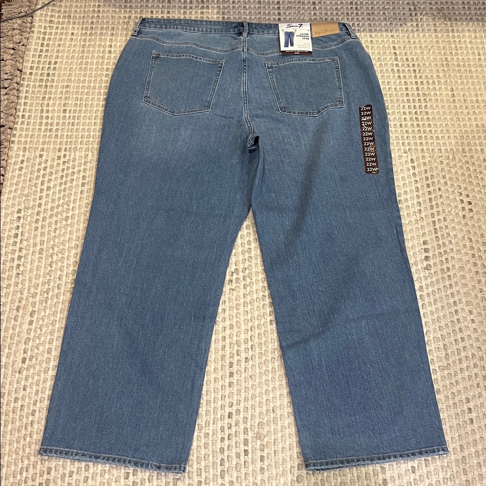 Seven7 NEW Loose Straight Leg Jean Women 22W Blue Denim High Rise Authentic - Picture 4 of 9